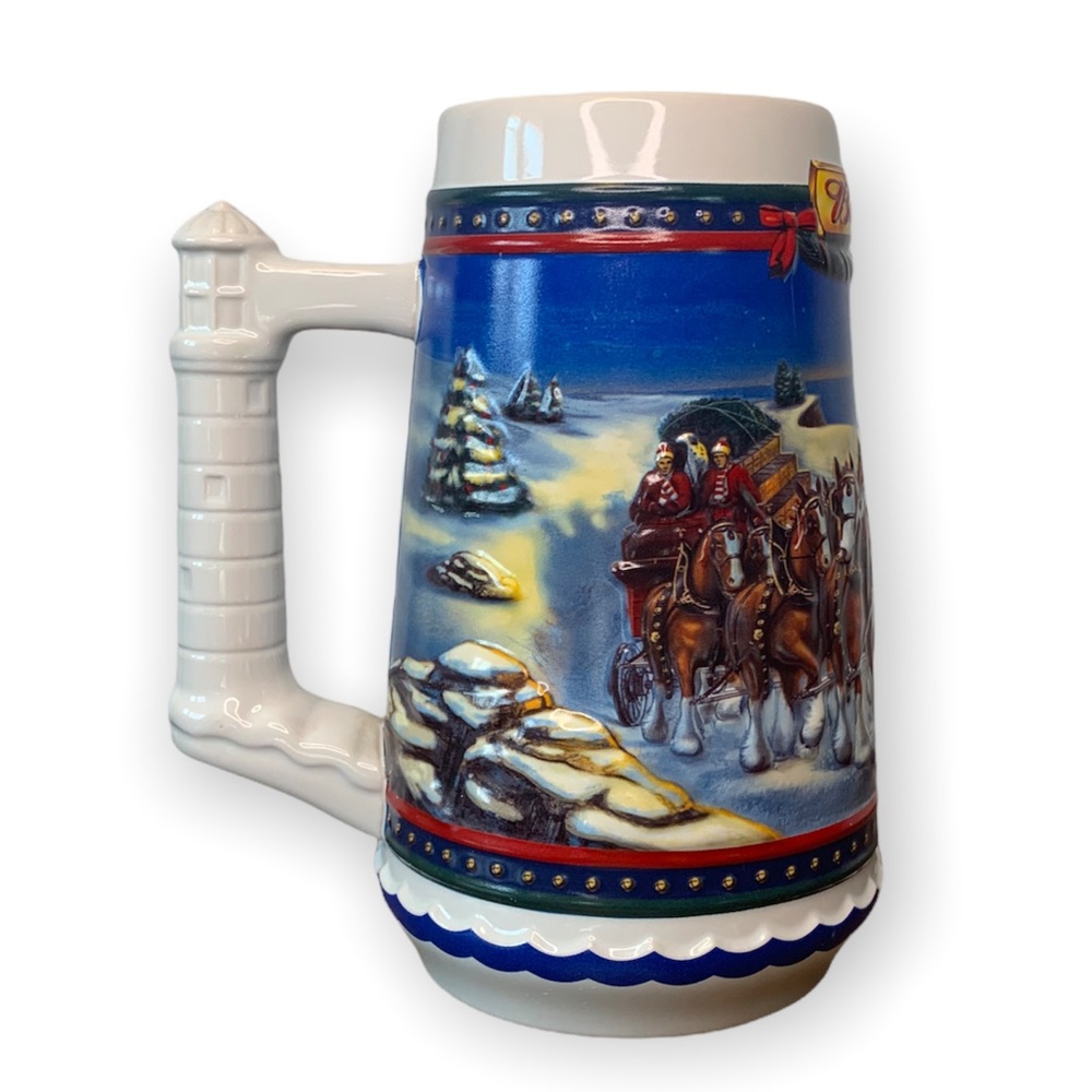 2002 Budweiser Holiday Stein Guiding The Way Home Collectible Christmas Mug